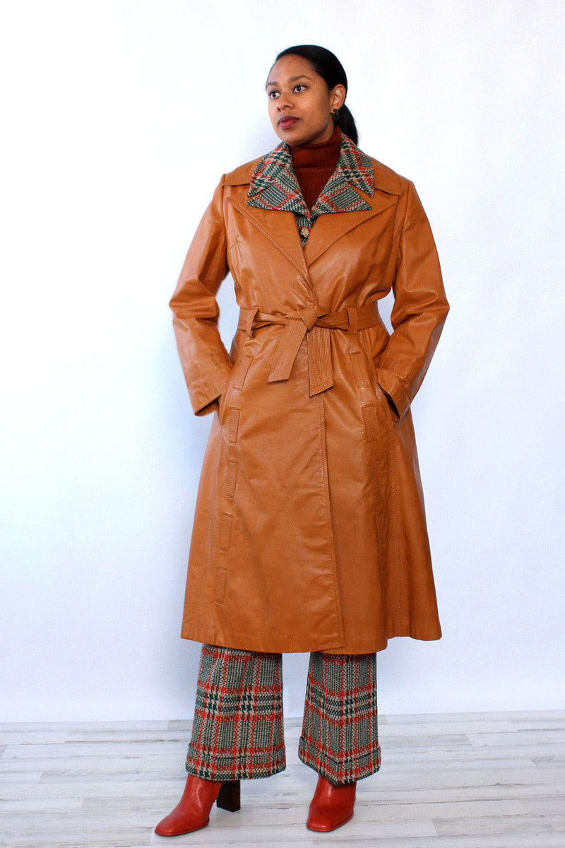 Camel Tan Leather Wrap Jacket M L OMNIA
