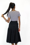 Italian Black Cotton Midi Skirt M/L