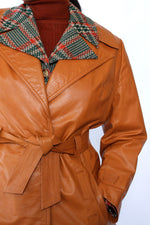 Camel Tan Leather Wrap Jacket M/L