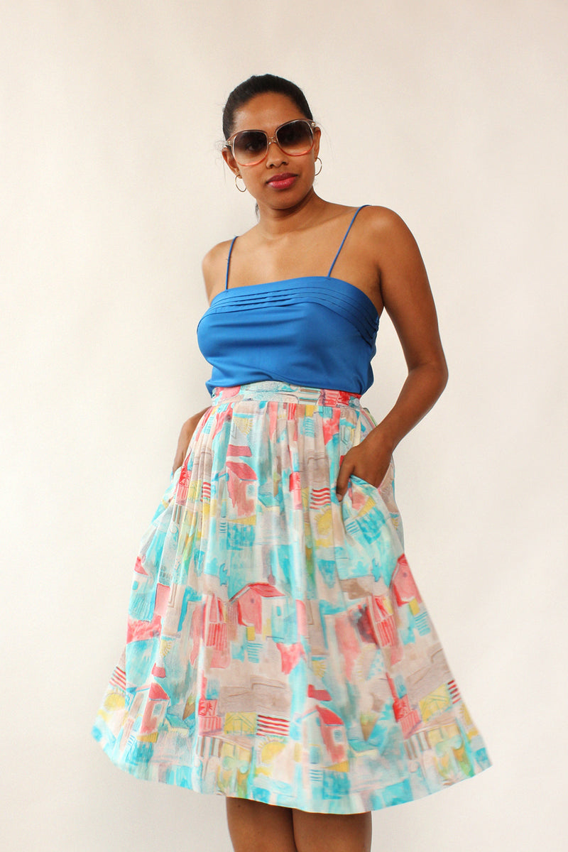 Expressionist Village Scene Skirt L