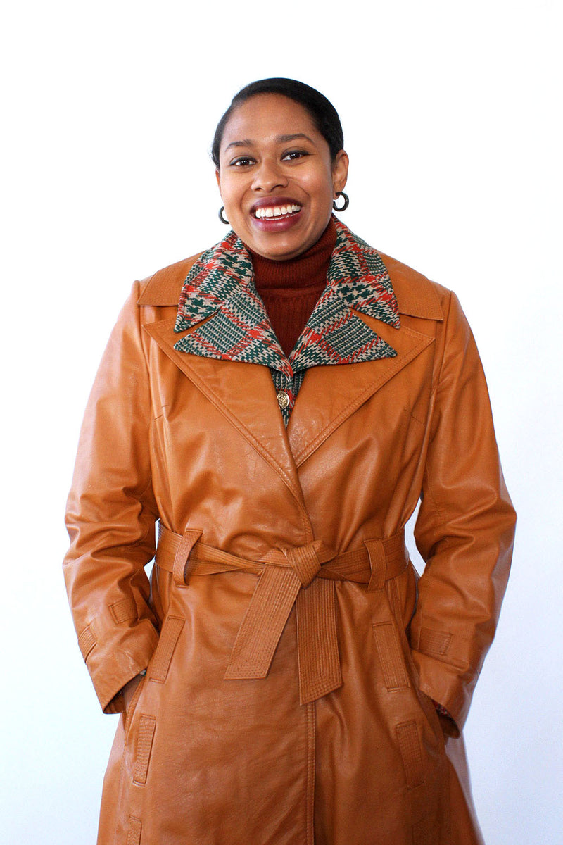 Camel Tan Leather Wrap Jacket M/L