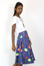 Fresh Fruit Button Flare Skirt XS