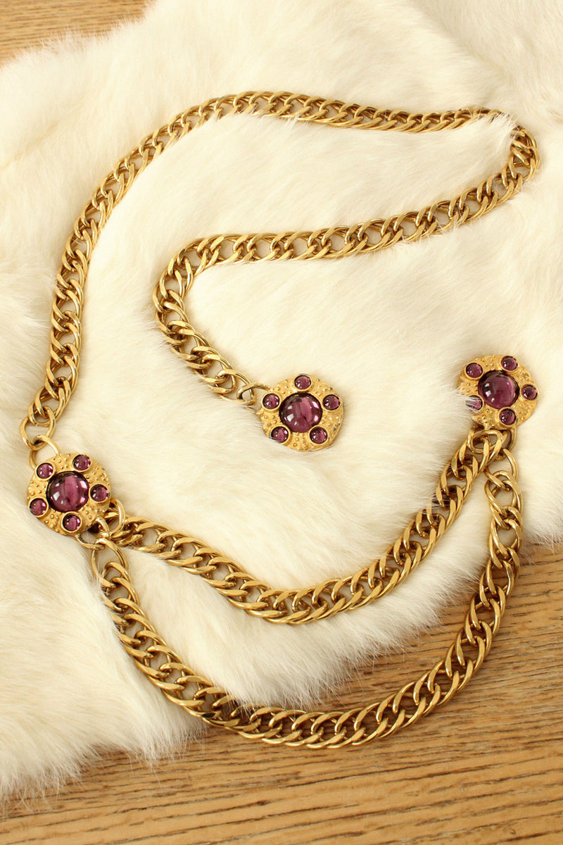 Heavy Golden Gem Chain Belt S-L