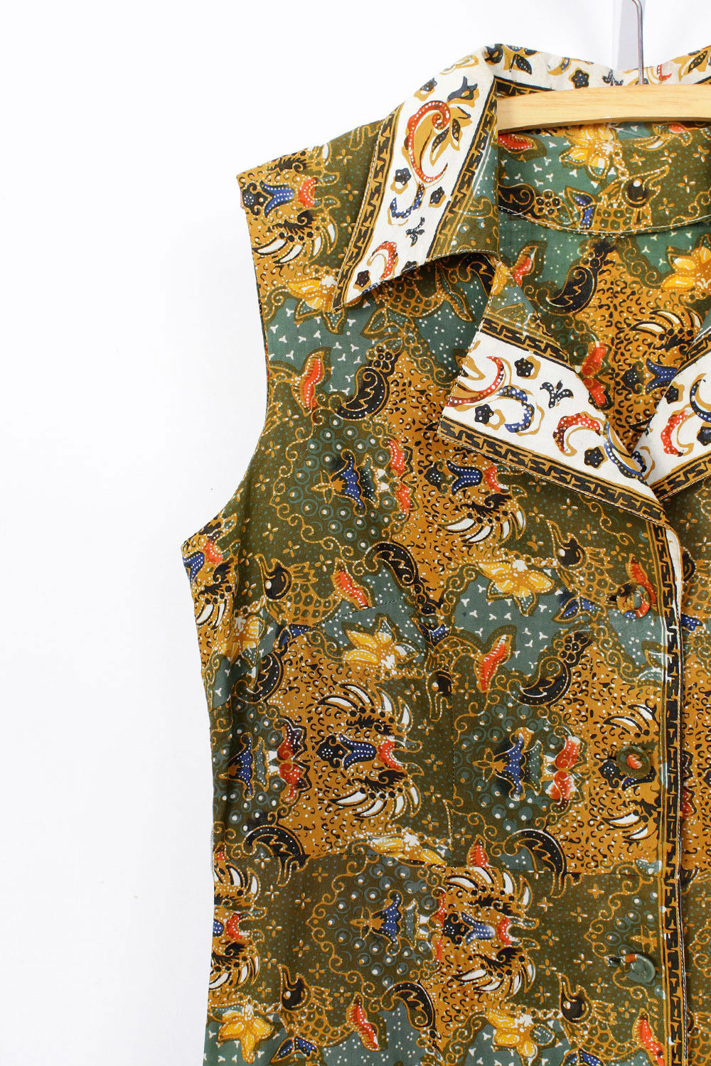 Olive Batik Shirtdress S/M