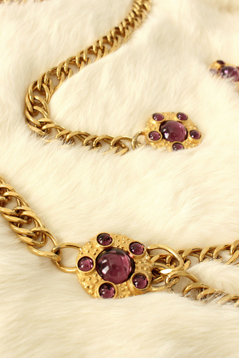 Heavy Golden Gem Chain Belt S-L