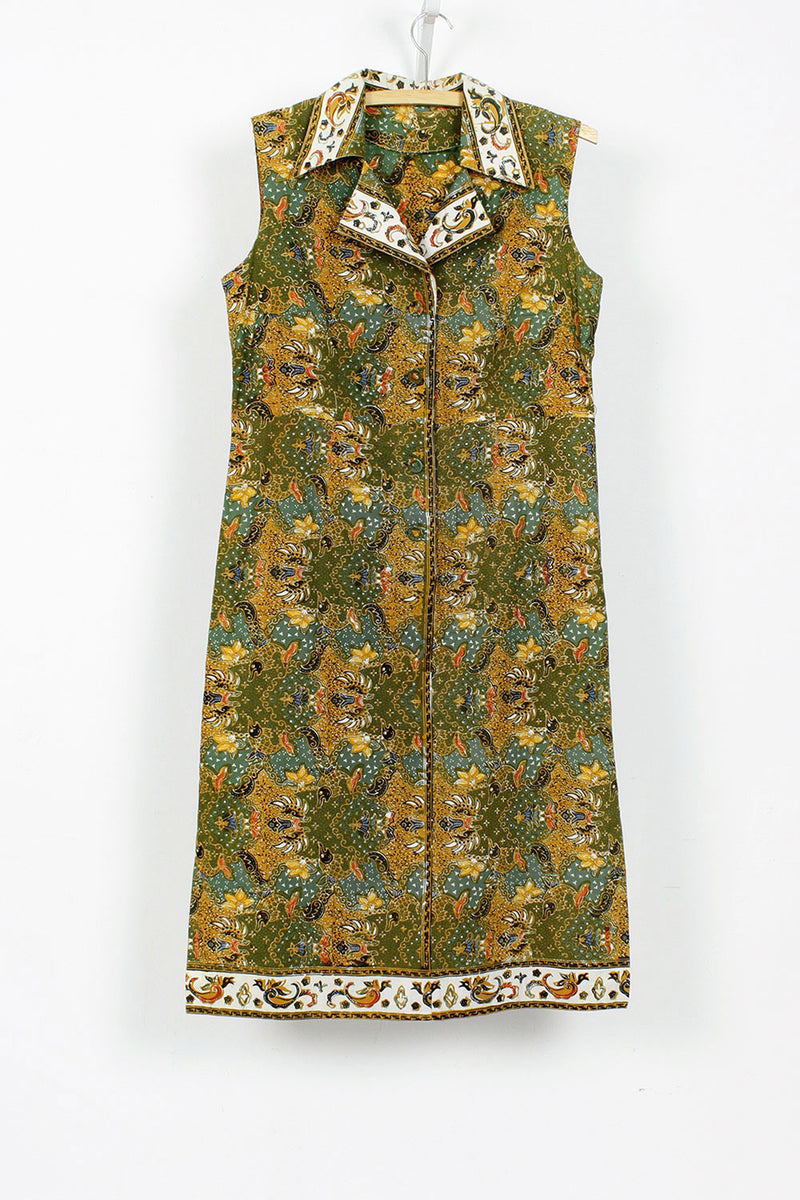 Olive Batik Shirtdress S/M