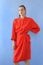 Gillian Poppy Silk Wrap Dress M/L