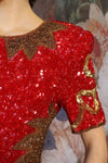 Laurence Kazar Beaded Crimson Dress XS/S