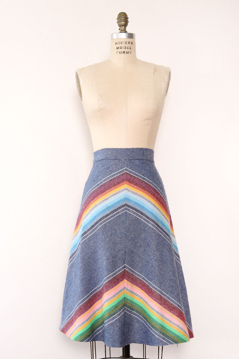 Rainbow Chevron Flare Skirt S
