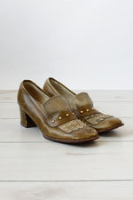 Olive Studded Leather Shoes 8 1/2