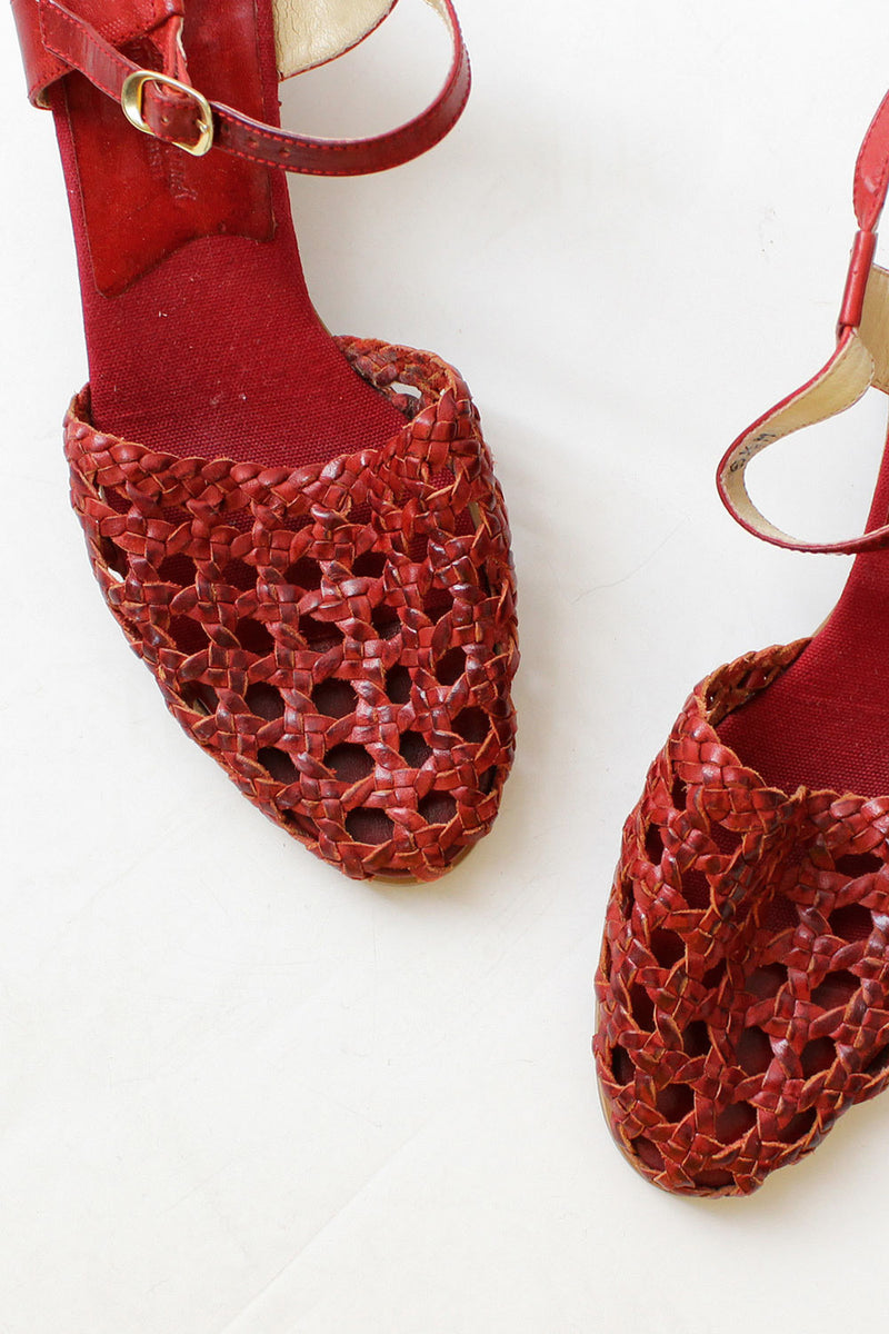 Red Cork Wedge Sandals 6 - 6 1/2