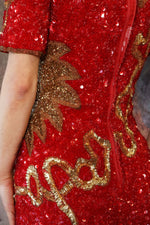 Laurence Kazar Beaded Crimson Dress XS/S