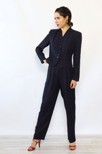 Navy Silver Pinstripe Suit XS/S