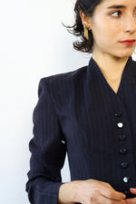 Navy Silver Pinstripe Suit XS/S
