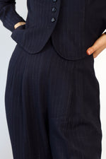Navy Silver Pinstripe Suit XS/S
