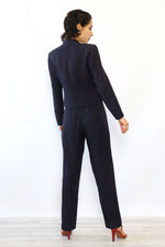 Navy Silver Pinstripe Suit XS/S