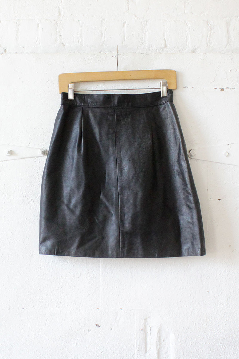 Black Leather Mini Skirt S