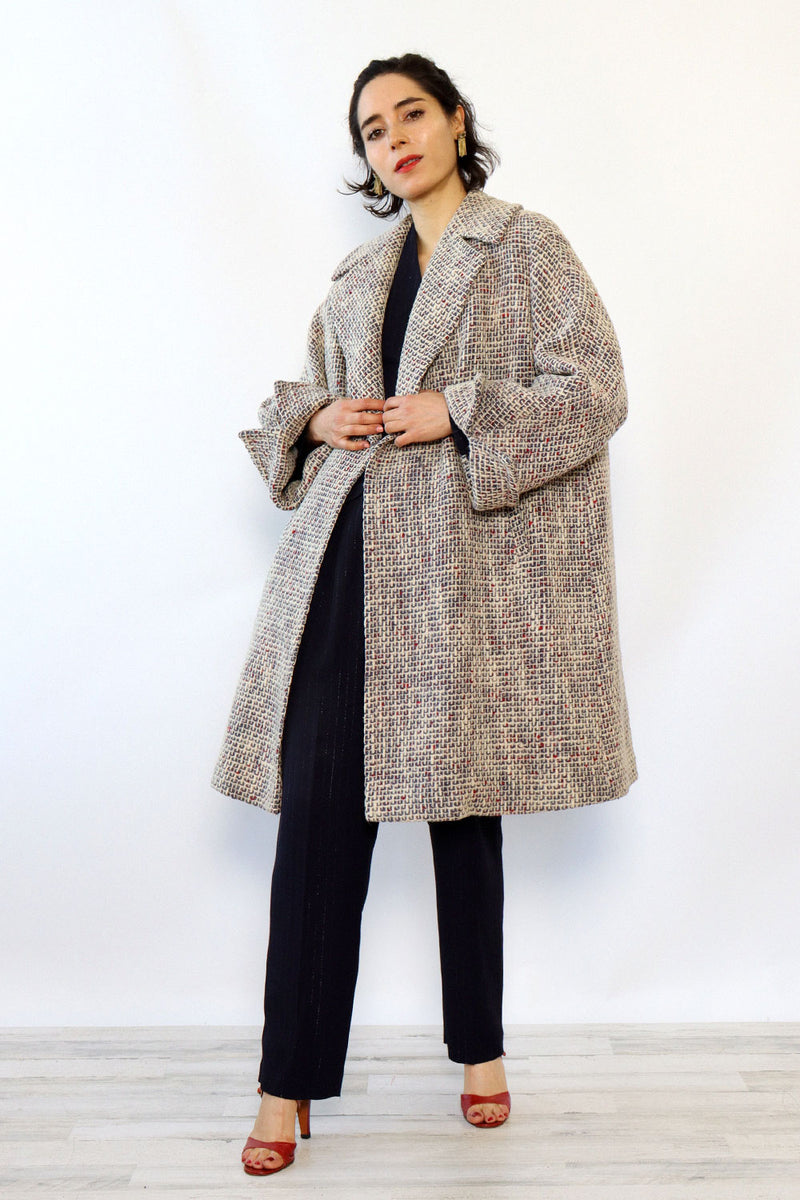 Chunky Tweed Swing Coat XS-M