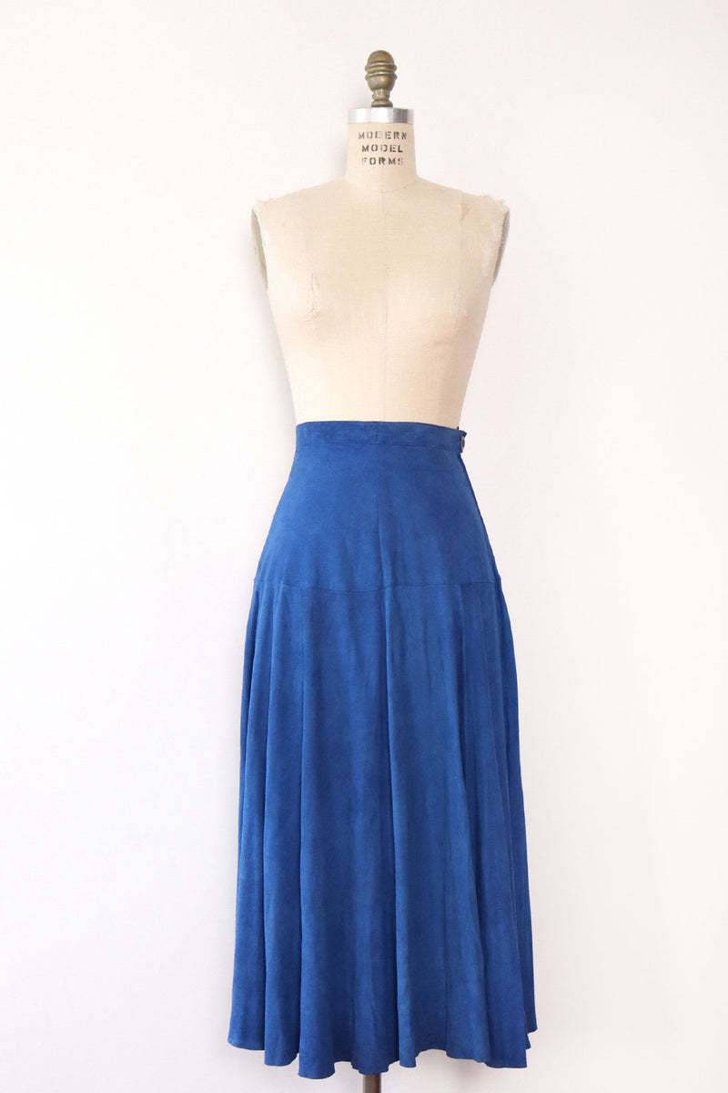 Cobalt Blue Suede Flare Skirt XS/S