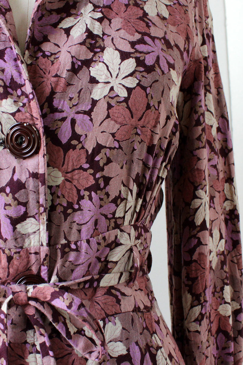 Leaf Print Secretary Dress S