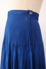 Cobalt Blue Suede Flare Skirt XS/S