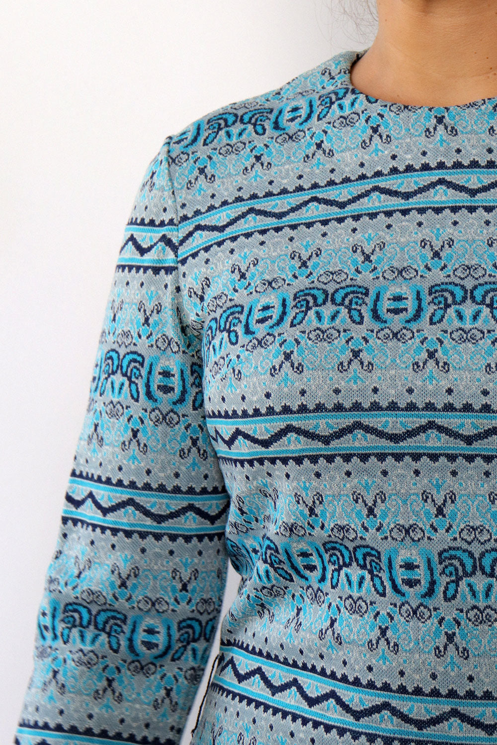 Tonal Blue Tapestry Knit Shift M/L