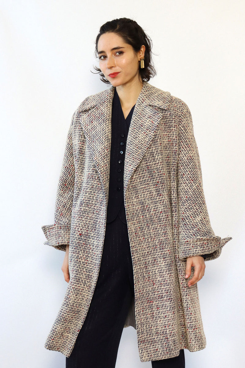 Chunky Tweed Swing Coat XS-M