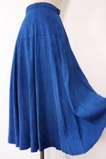 Cobalt Blue Suede Flare Skirt XS/S