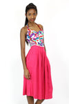 Hot Pink Pocket Midi Skirt XS