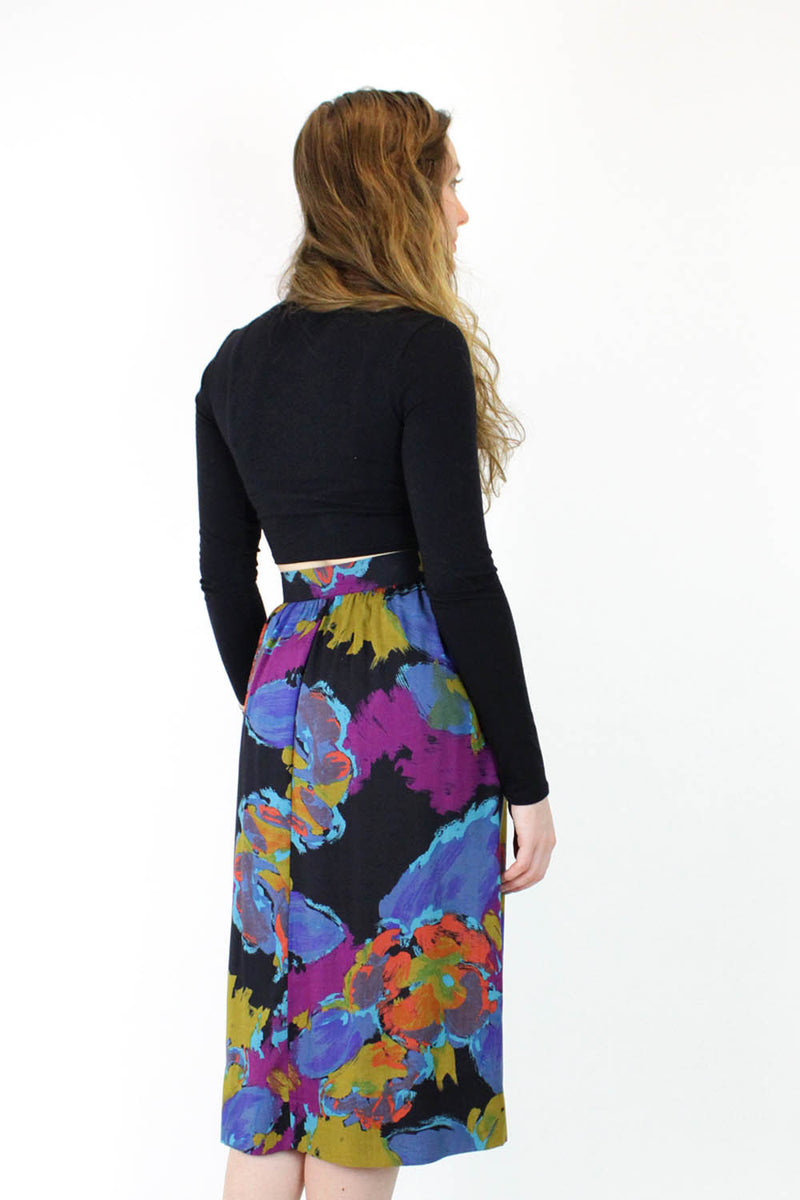 Abstract Paintstroke Floral Full Skirt M/L