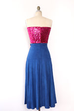 Cobalt Blue Suede Flare Skirt XS/S