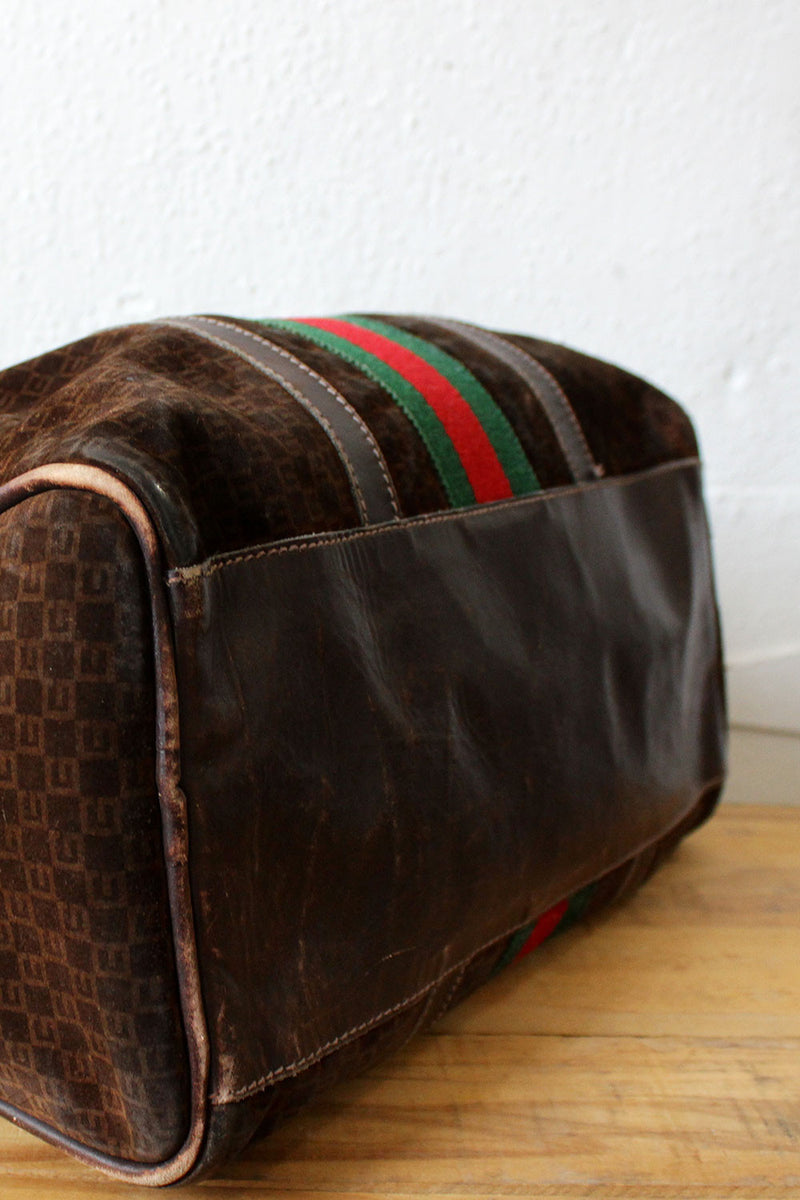 Vintage Gucci Striped Suede Speedy Bag