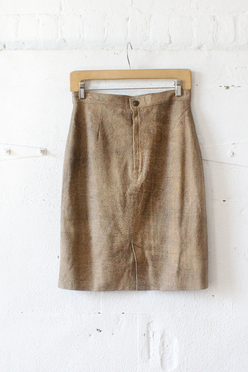 Marbled Leather Skirt S/M