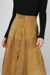 Camel Suede Snap Skirt S