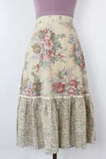 Antiqued Floral Prairie Skirt S
