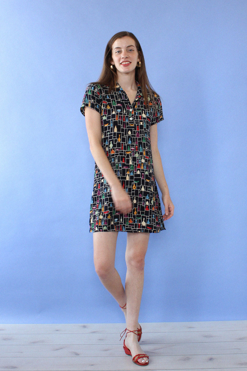 Pottery Print Collared Mini S/M