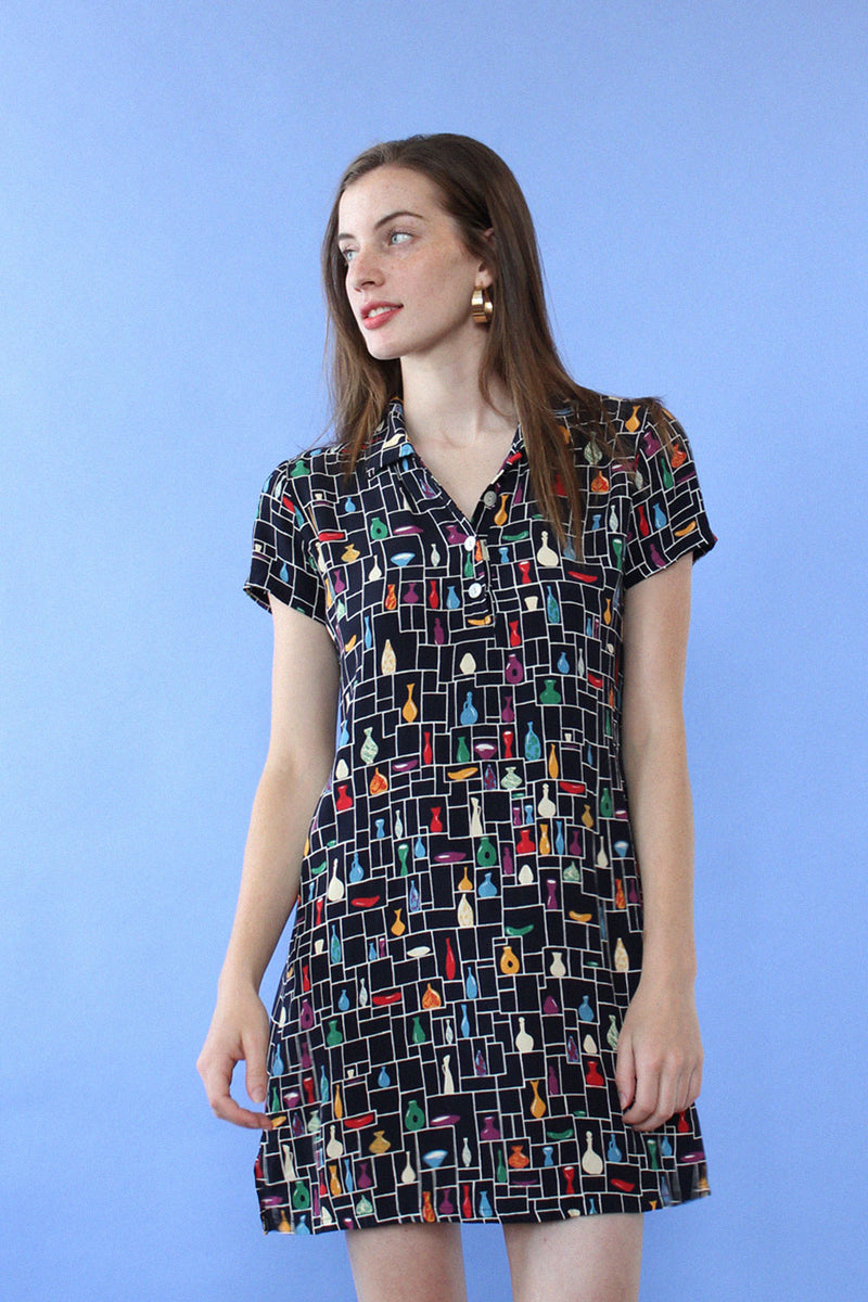 Pottery Print Collared Mini S/M