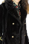 70s Belted Faux Fur Coat S