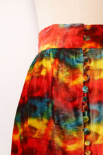 Rainbow Velvet High Slit Skirt M