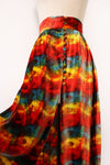 Rainbow Velvet High Slit Skirt M