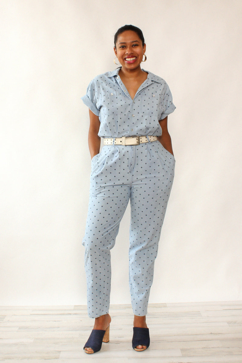 Chambray Polka Dot Jumpsuit M