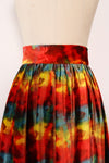 Rainbow Velvet High Slit Skirt M