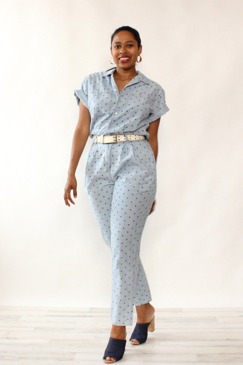 Chambray Polka Dot Jumpsuit M