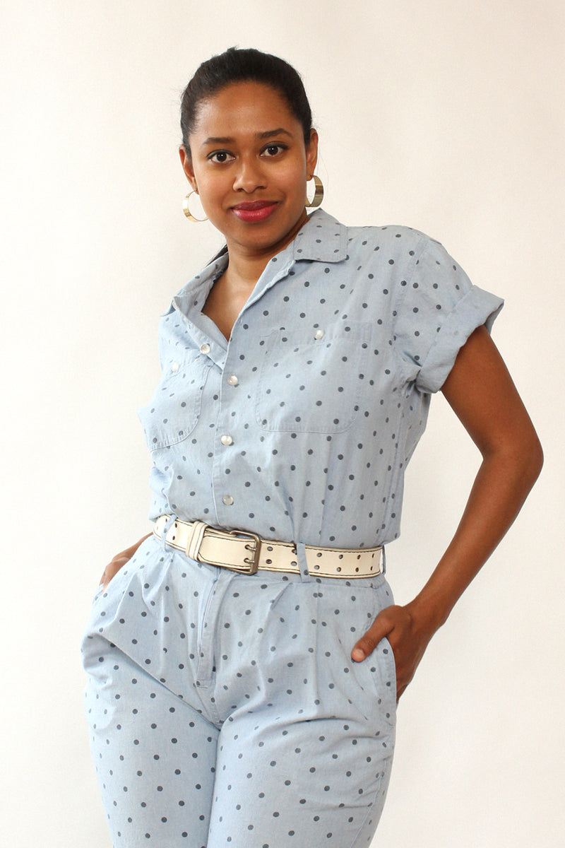 Chambray Polka Dot Jumpsuit M