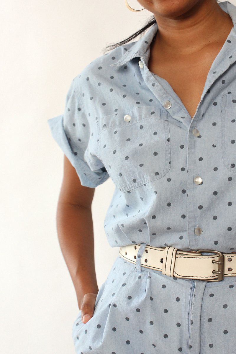 Chambray Polka Dot Jumpsuit M