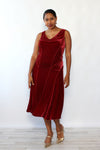 Wine Velvet Cowl Dress M/L