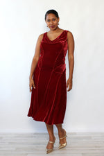 Wine Velvet Cowl Dress M/L