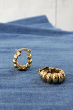 Ridged Goldtone Clip-on Hoops