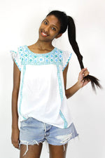 Cotton Cloud Embroidered Top M
