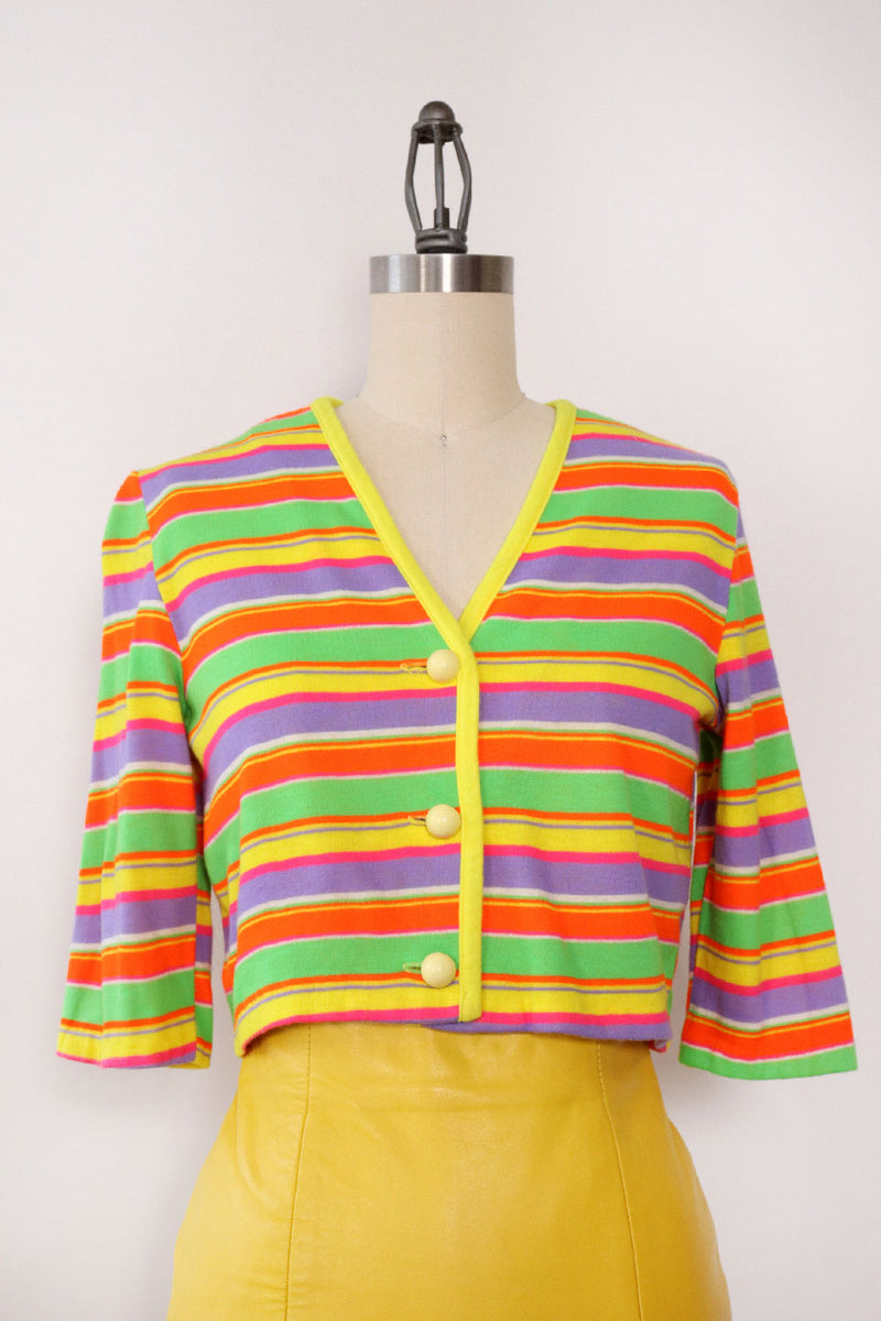 Neon Striped Crop Cardi S/M